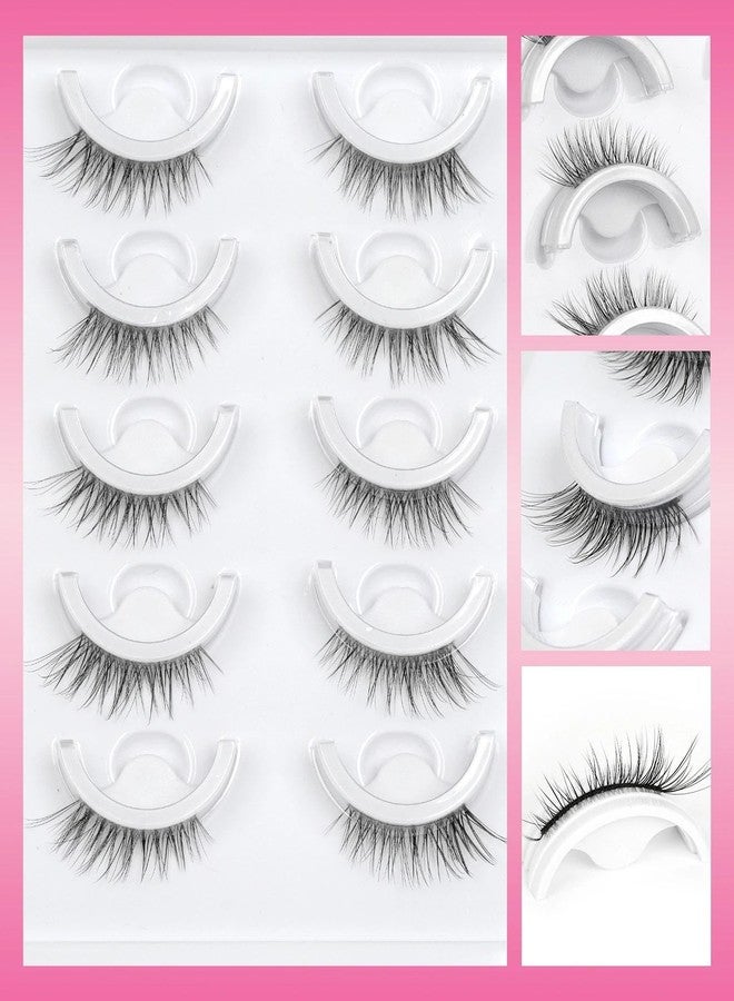 إيميدا رموش ذاتية اللصق، مثبتة مسبقًا بدون غراء - رموش صناعية طبيعية 3/4 زاوية، مقاومة للماء، خفيفة، لا تحتاج إلى غراء، 5 أزواج من إيميدا (نصف رموش 874) - Image 5